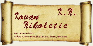 Kovan Nikoletić vizit kartica